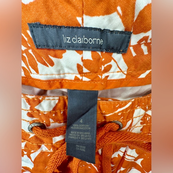 Liz Claiborne - Orange Floral Knee Length Khaki Skirt Women’s Size - 4 - Picture 3 of 5
